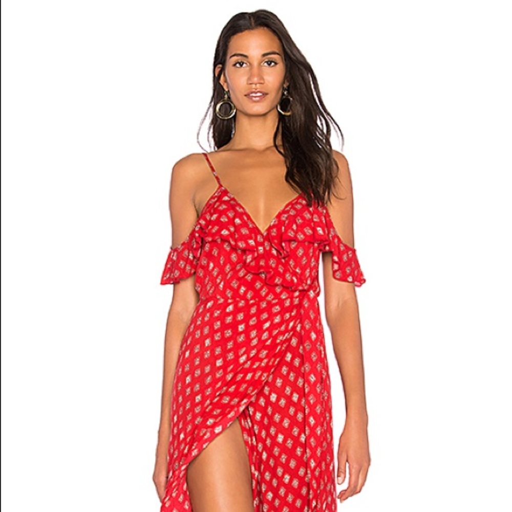 REVOLVE Band of Gypsies Foulard Faux Wrap Dress M